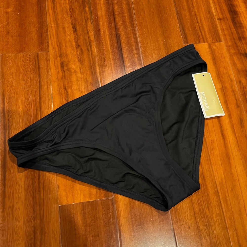 Michael Kors Black Bikini Swim Bottom‎ Solid MM8BH142 Beach New NWT Size Large